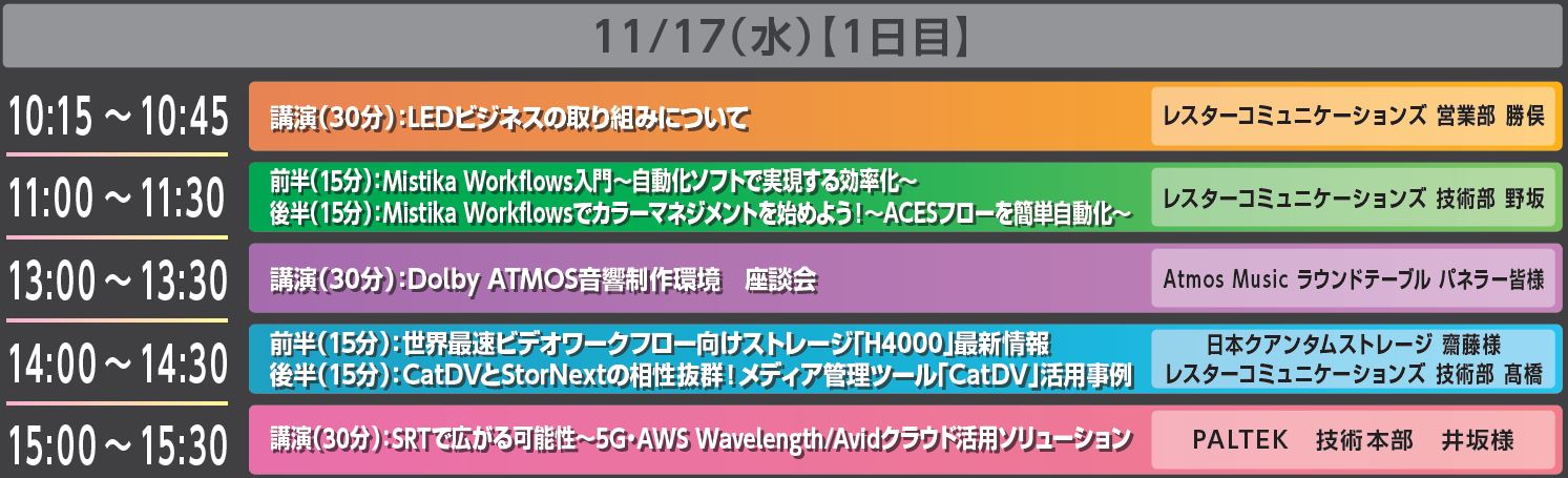 11/17(水)　1日目